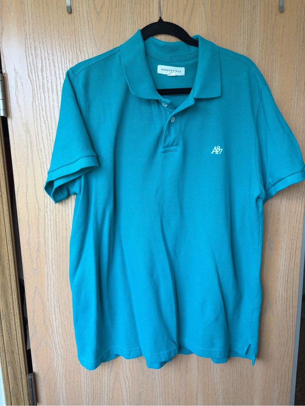 Y2K Aeropostale Men's Teal Polo Shirt XL